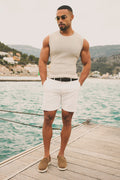 Athletic Fit Stretch Chino Shorts 7" in Chalk