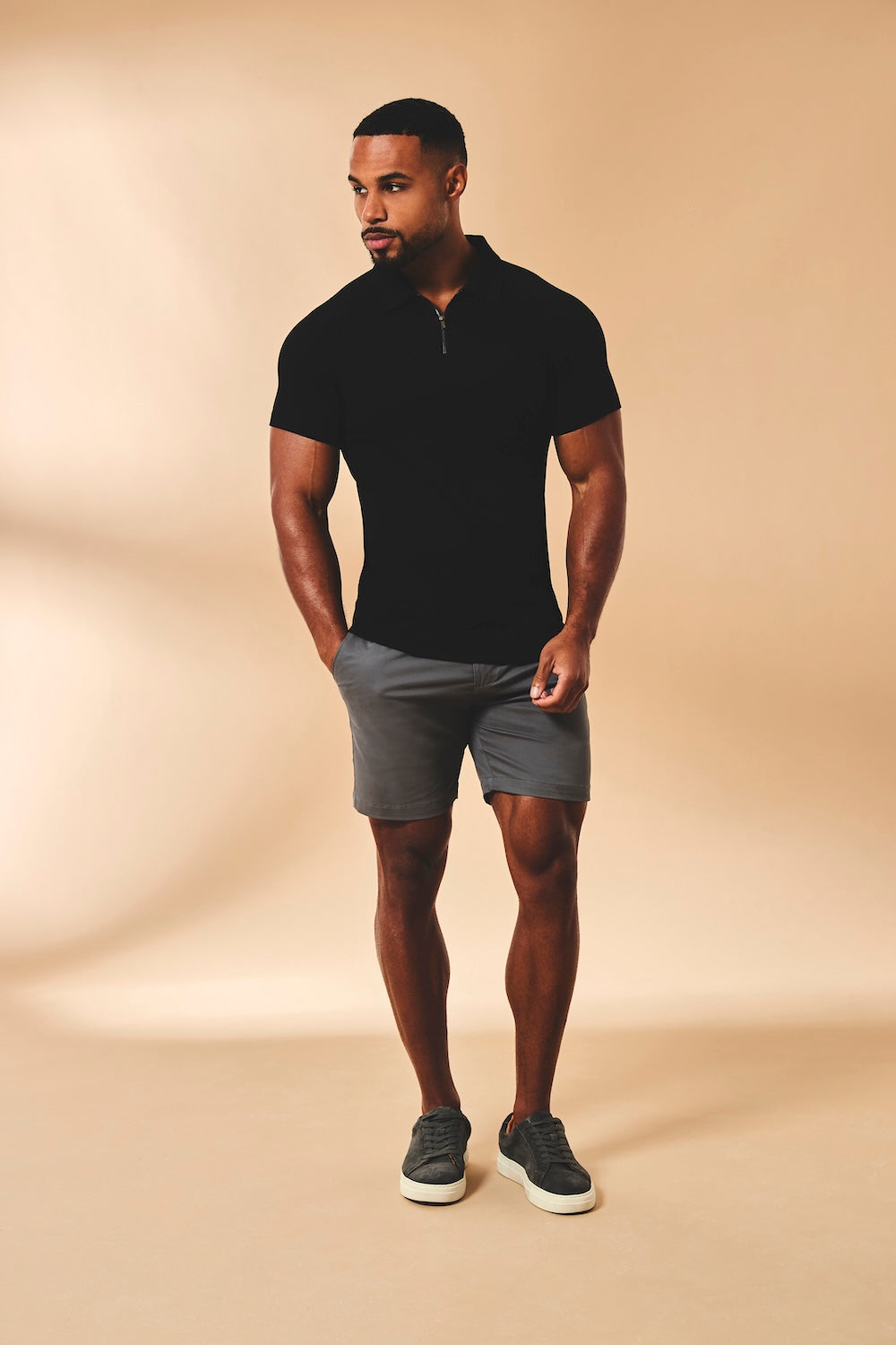 Athletic Fit Stretch Chino Shorts 7" in Dark Pewter