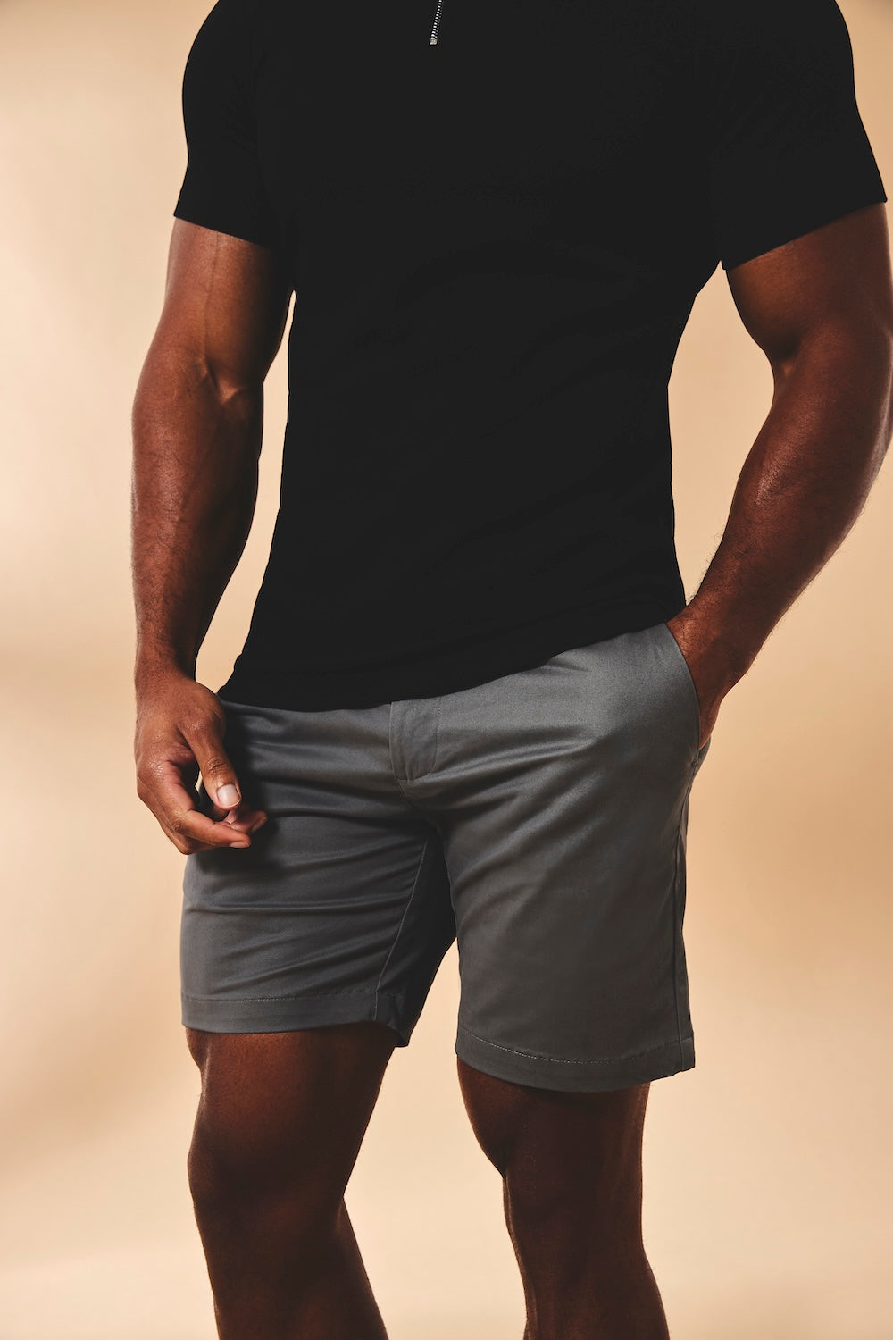 Athletic Fit Stretch Chino Shorts 7" in Dark Pewter