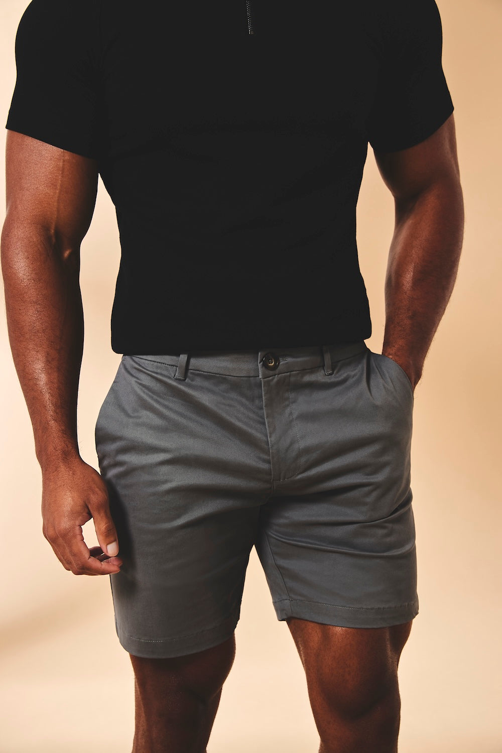 Athletic Fit Stretch Chino Shorts 7" in Dark Pewter