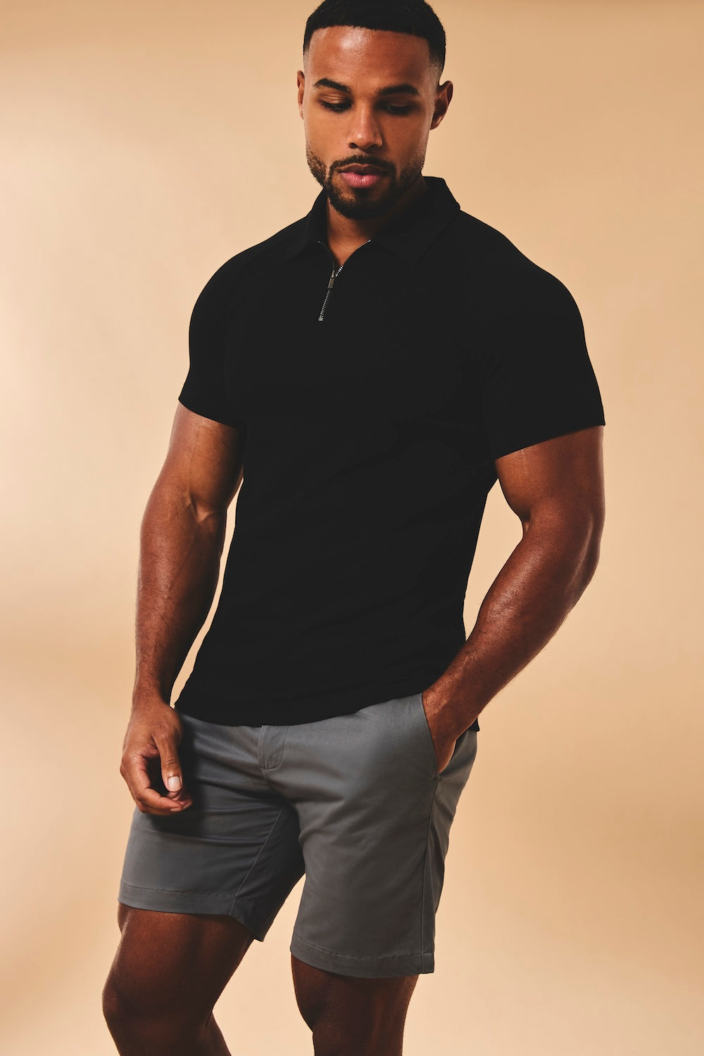 Athletic Fit Stretch Chino Shorts 7" in Dark Pewter