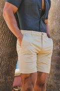Athletic Fit Stretch Chino Shorts 7" in Stone