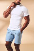 Athletic Fit Stretch Chino Shorts 7" in Light Blue