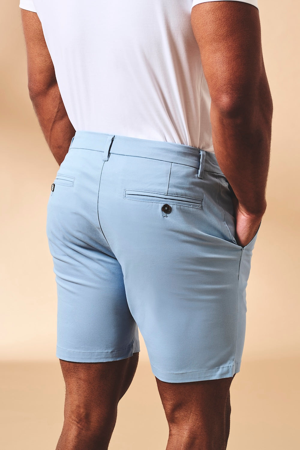 Athletic Fit Stretch Chino Shorts 7" in Light Blue