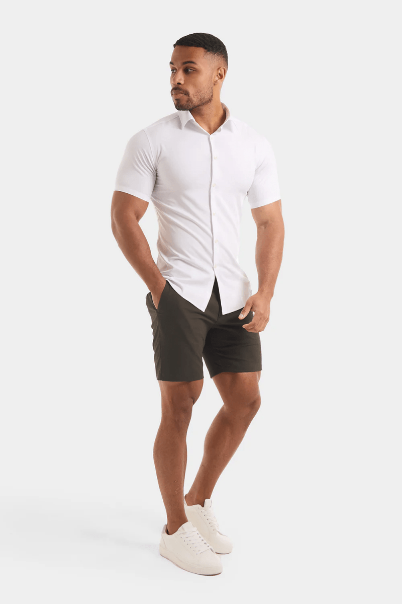 Athletic Fit Stretch Chino Shorts 7" in Khaki