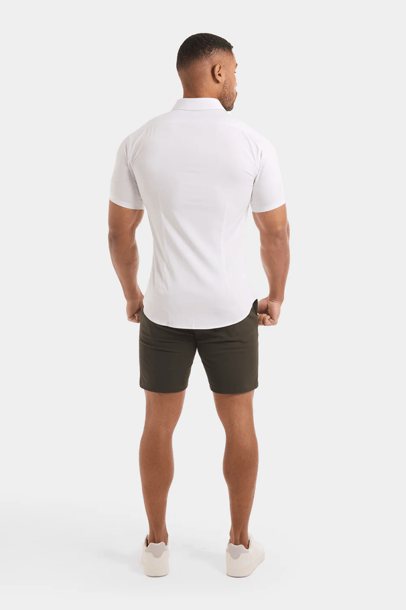 Athletic Fit Stretch Chino Shorts 7" in Khaki
