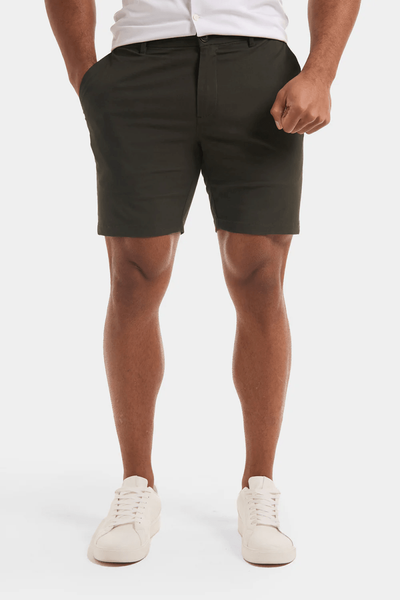 Athletic Fit Stretch Chino Shorts 7" in Khaki